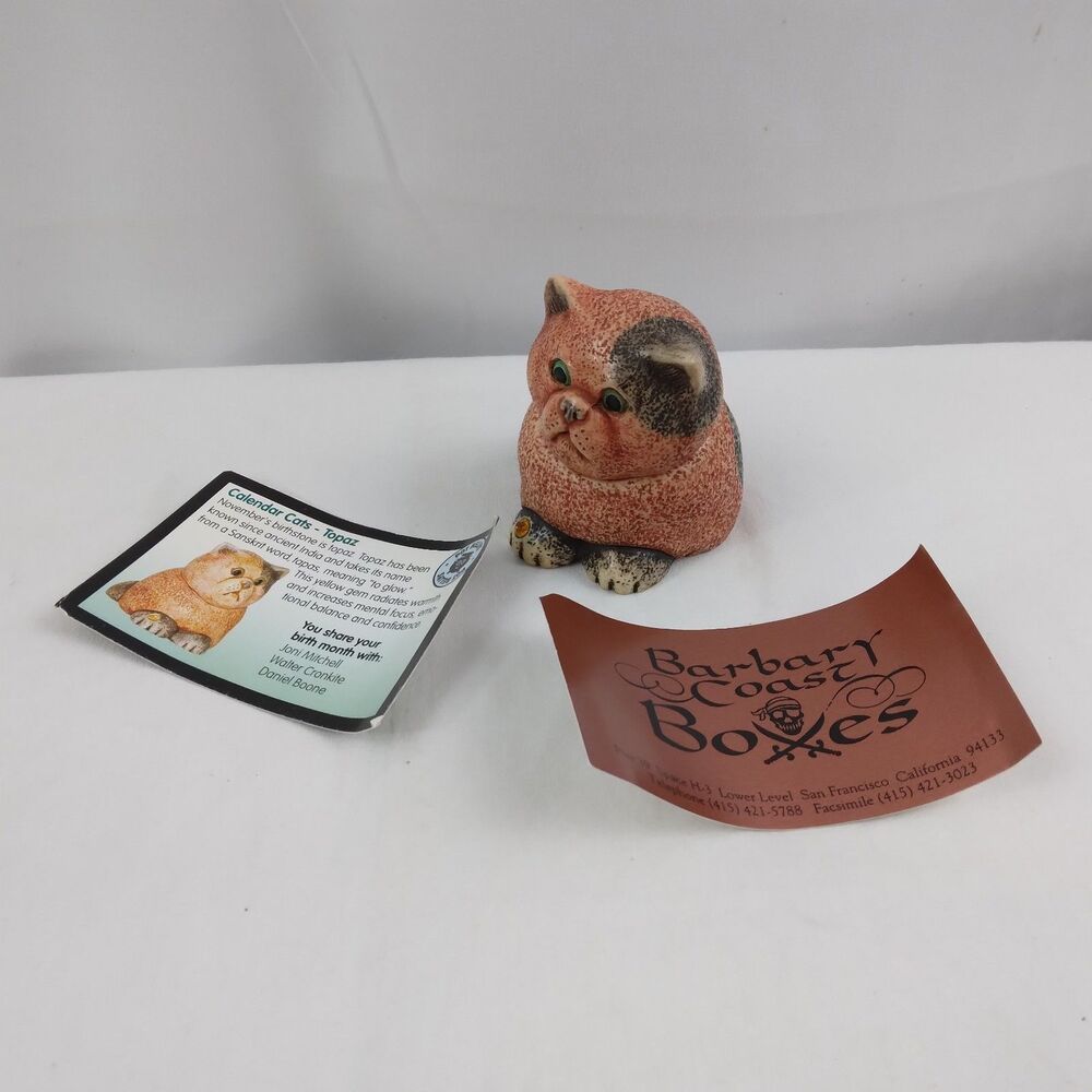 2002 Harmony Kingdom Ball Pot Bellys Calendar Cat November Topaz Trinket Box